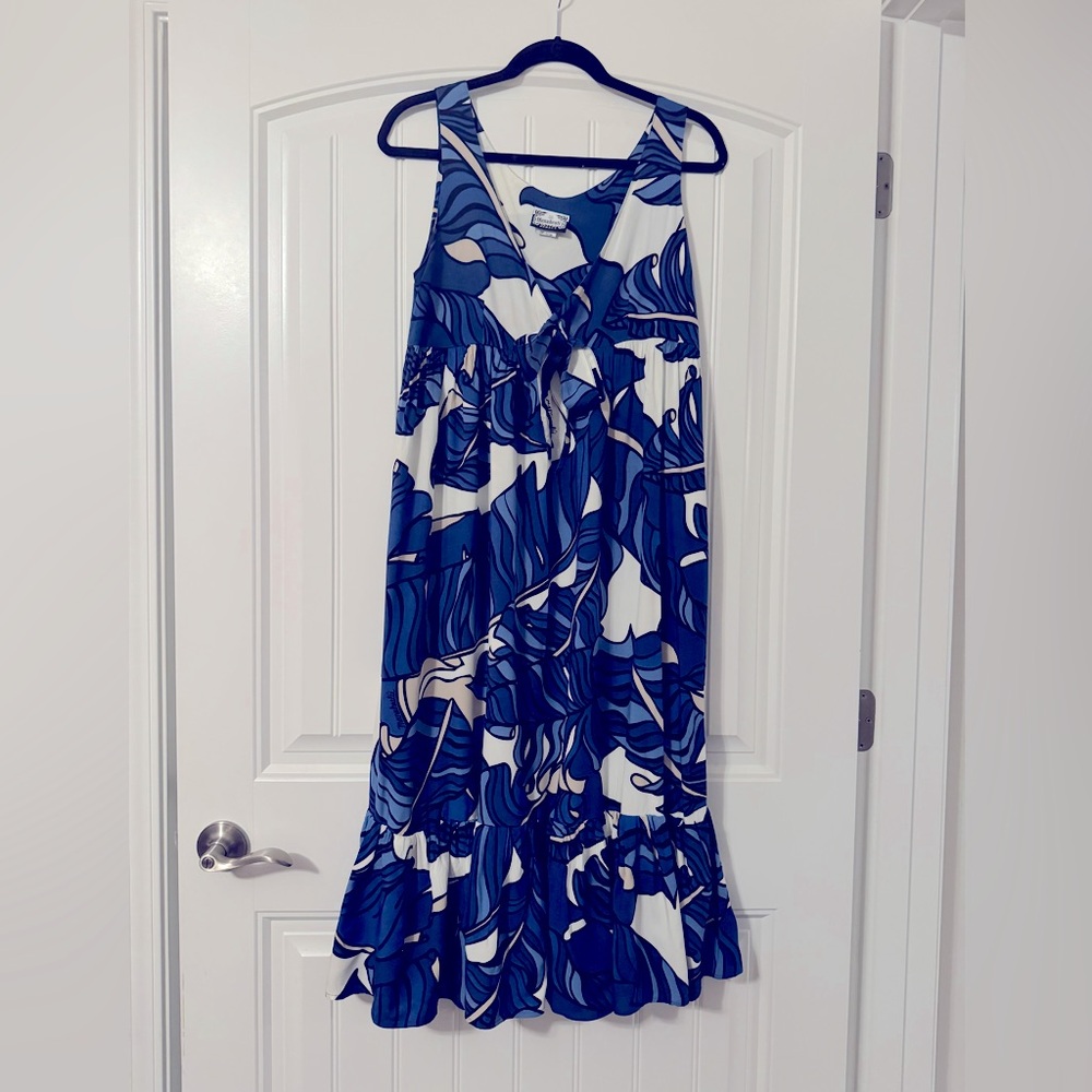 Manuhealii midi baby doll dress with front tie